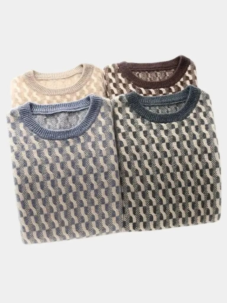 Pullover geometrico a girocollo lana - Viretti