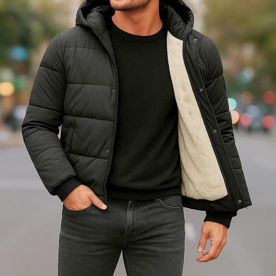 Giacca a vento con cappuccio e interno in pile