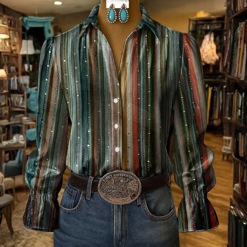 Blusa Vintage Con Gradiente di Colore