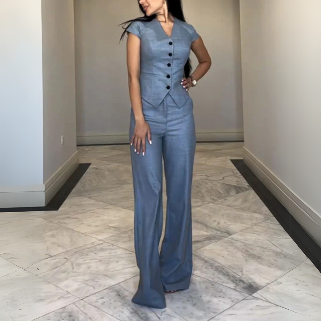 Nivesia | Completo top e pantaloni con scollo a V