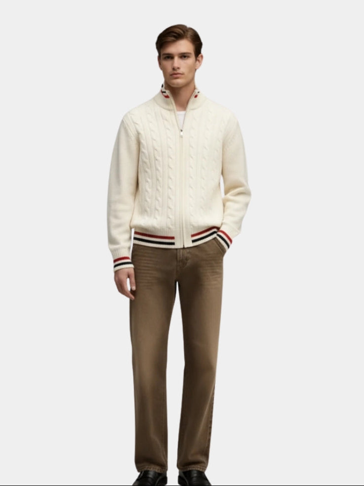 Maglione Essenziale a Mezzo Zip con Collo Alto - Viretti