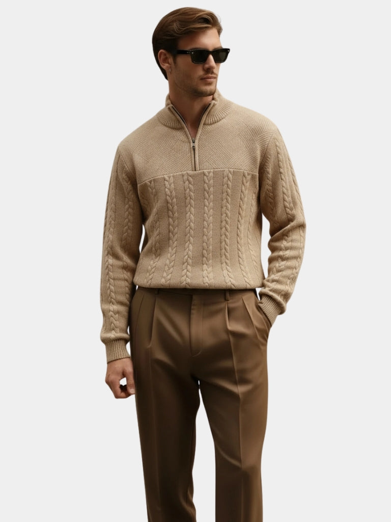 Pullover Essential Henley a Mezzo Zip - Viretti