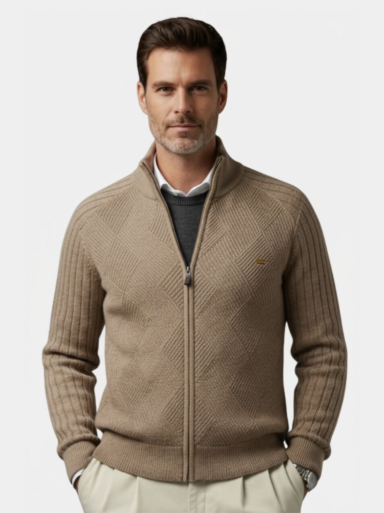 Cardigan Maglione Jacquard con Zip - Viretti