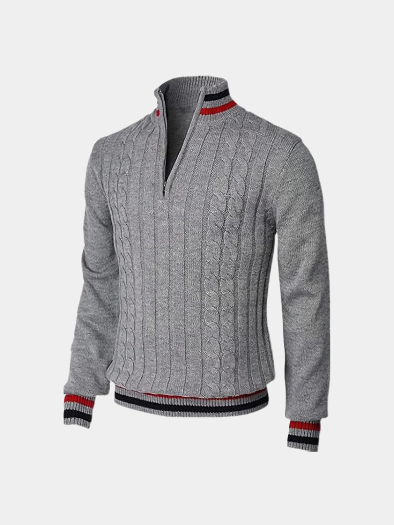 Maglione Essenziale a Mezzo Zip con Collo Alto - Viretti