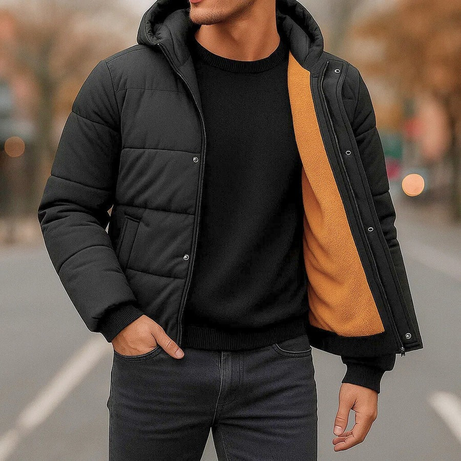 Giacca a vento con cappuccio e interno in pile