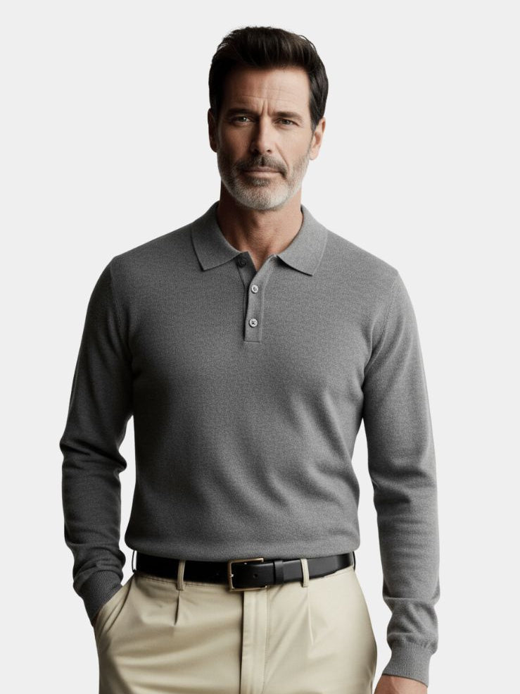 Pullover Polo con Bottoni in Maglia di Lana - Viretti