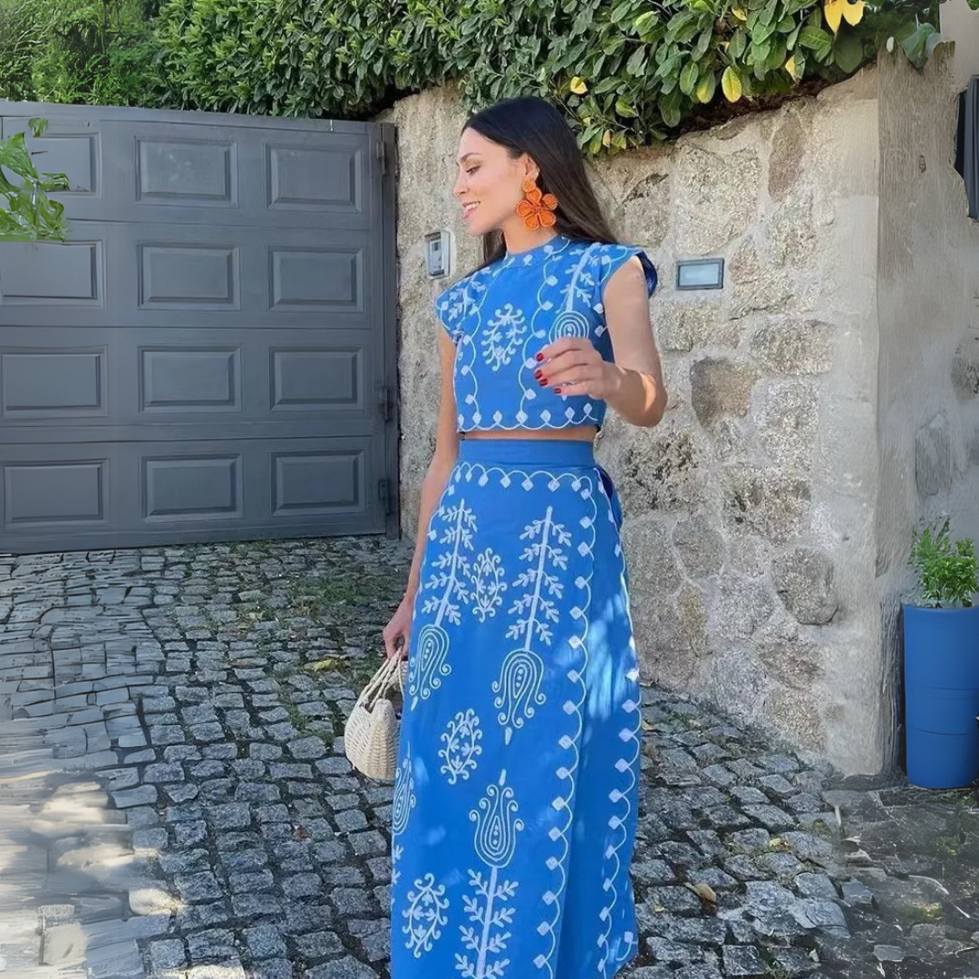 Agata | Completo Top e Gonna Stampati