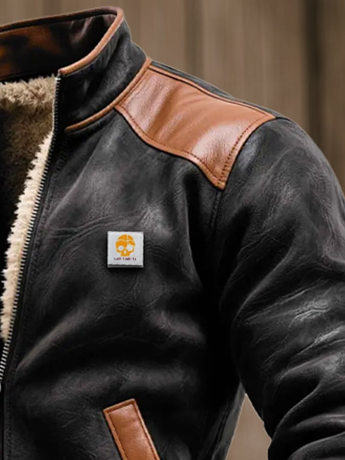 Giacca calda multi-tasche in suede vintage