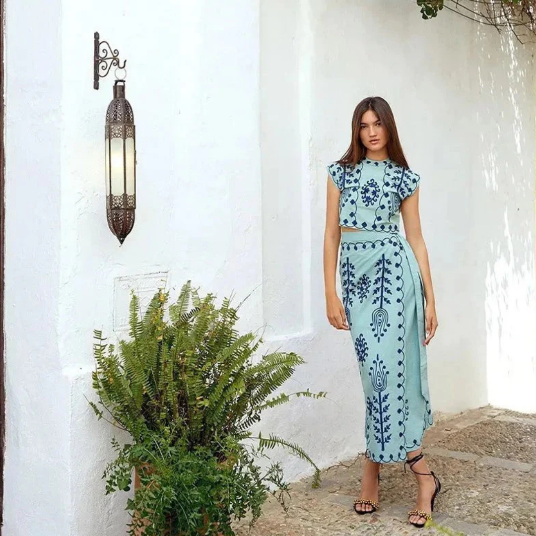 Agata | Completo Top e Gonna Stampati