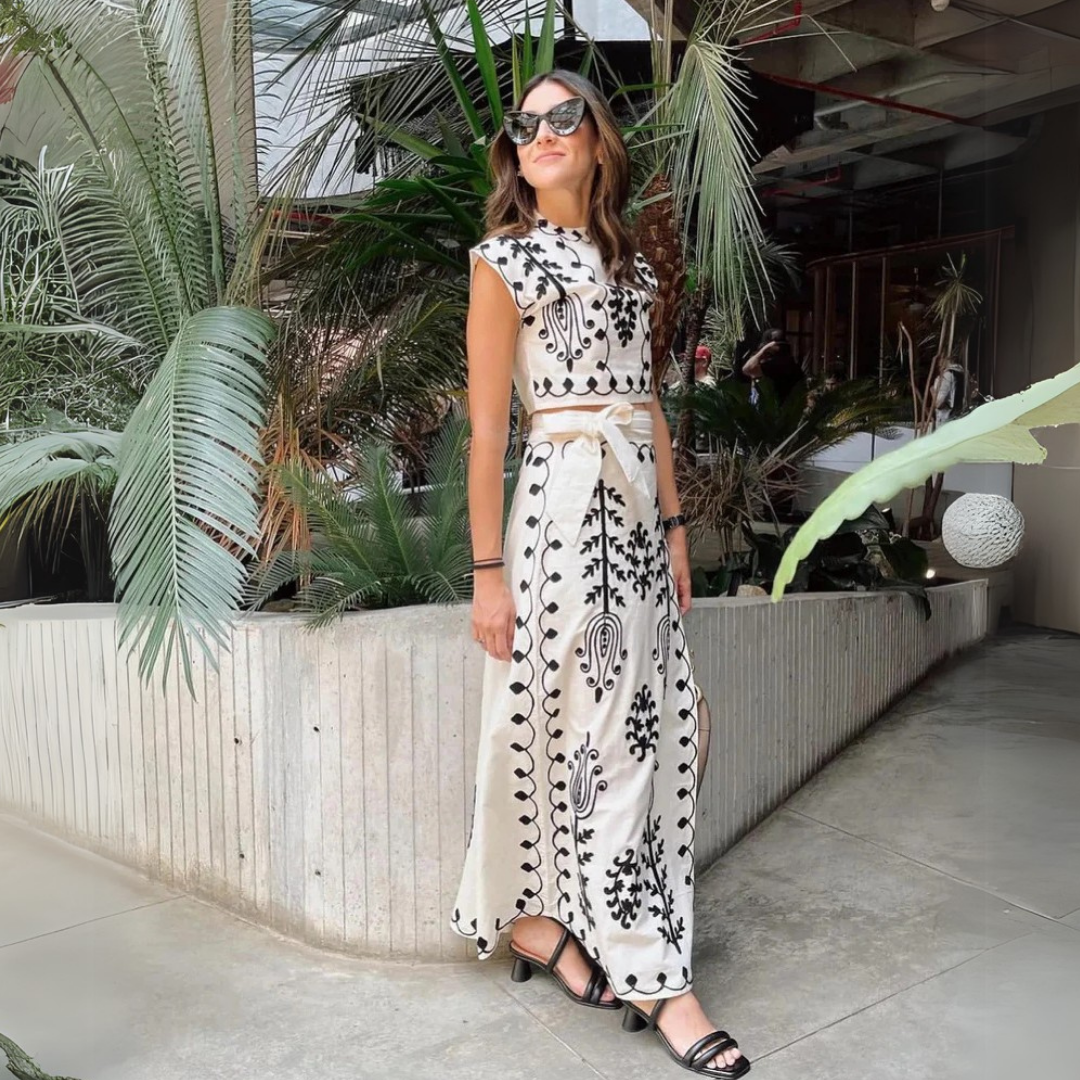 Agata | Completo Top e Gonna Stampati