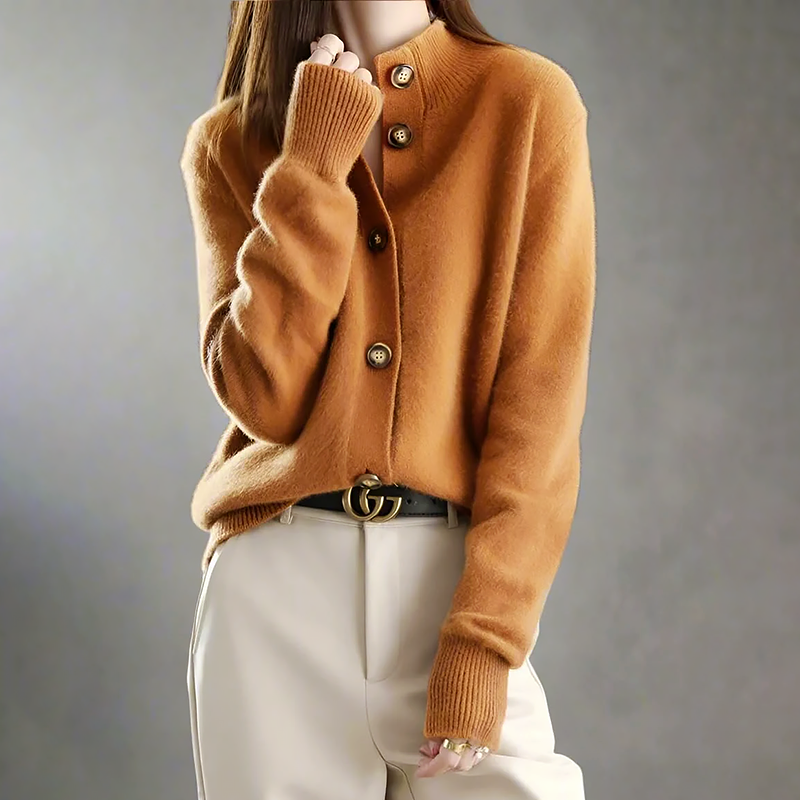 Cardigan a Maglia con Collo Alto per Donne