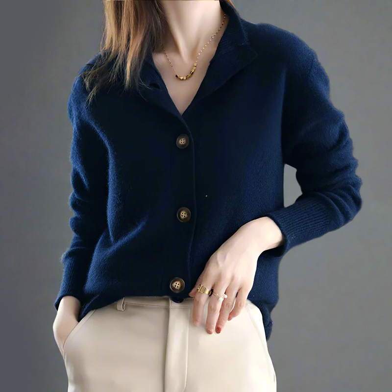 Cardigan a Maglia con Collo Alto per Donne