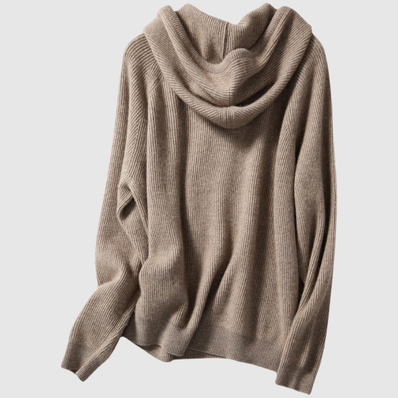 Maglione Invernale Donna in Cashmere Lavorato a Maglia con Cappuccio