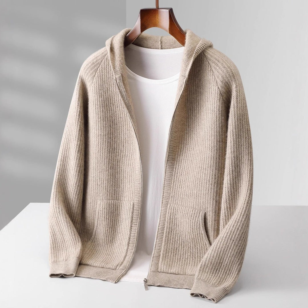 Felpa con cappuccio zip in cashmere