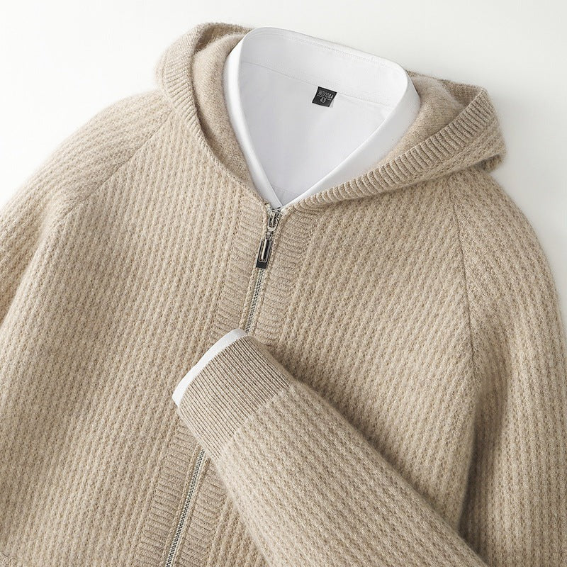 Felpa con cappuccio zip in cashmere