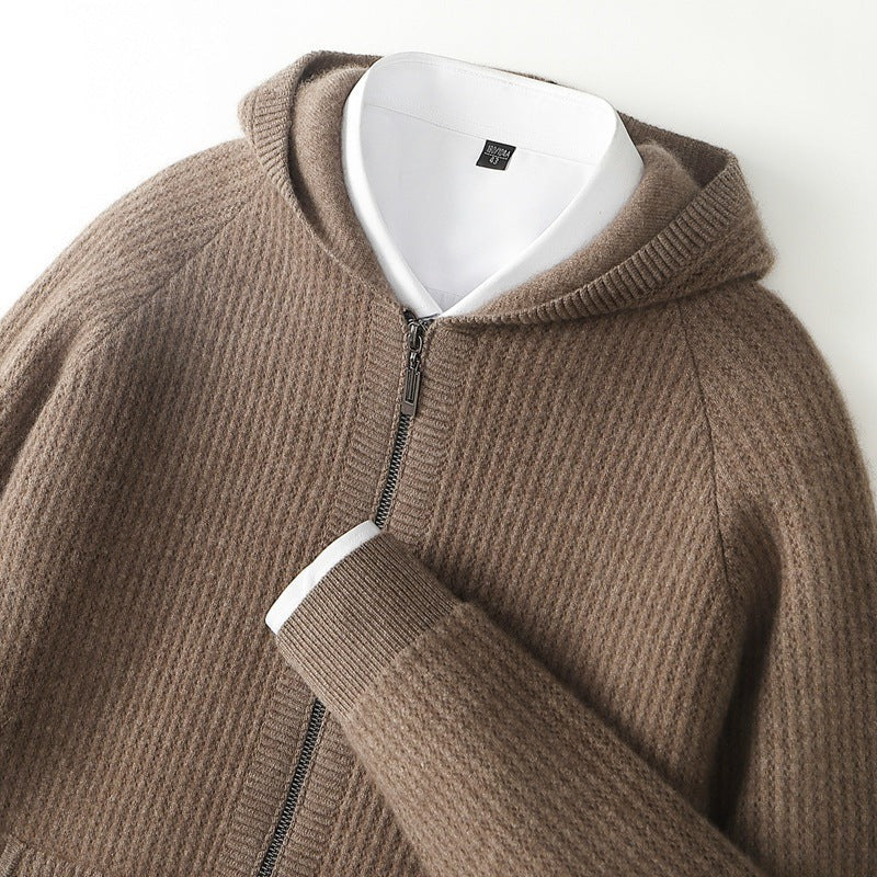 Felpa con cappuccio zip in cashmere