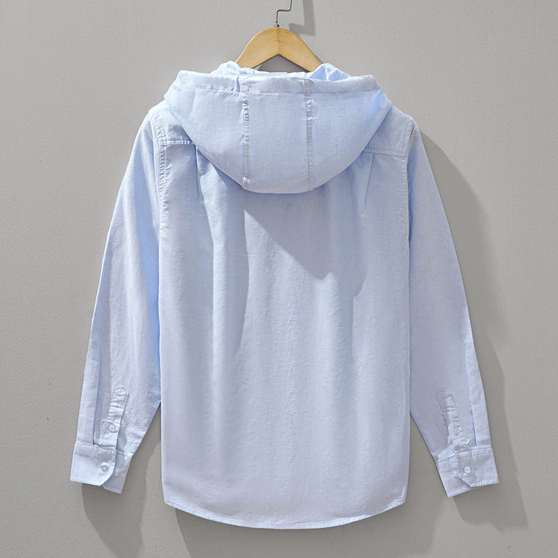 Camicia in Cotone con Cappuccio da Uomo con Chiusura a Zip