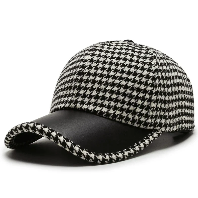 Cappello da Uomo a Vichy con Dettagli in Pelle Sintetica
