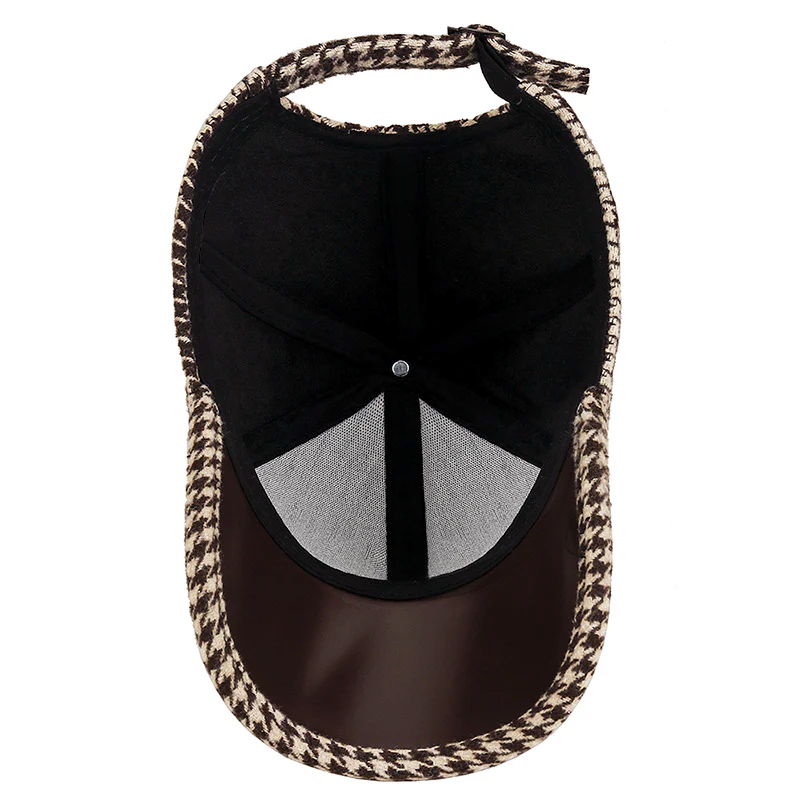 Cappello da Uomo a Vichy con Dettagli in Pelle Sintetica