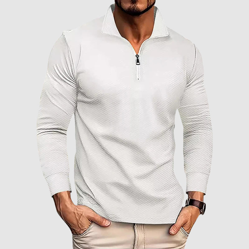 Maglia da uomo a maniche lunghe con zip al colletto
