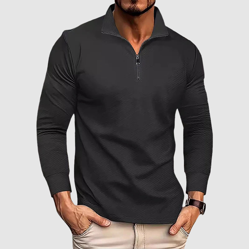 Maglia da uomo a maniche lunghe con zip al colletto