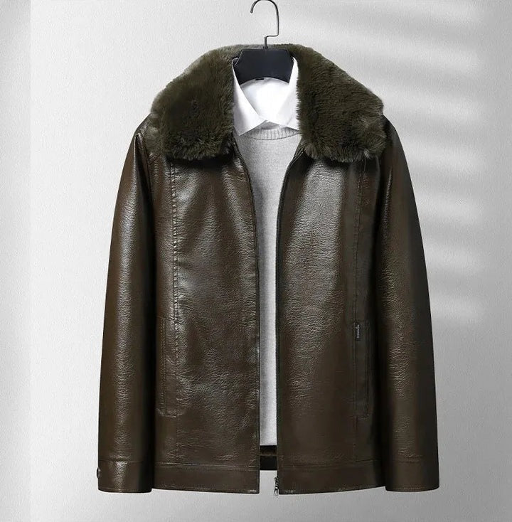 Giacca in pelle imbottita spessa