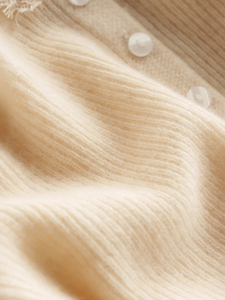 Cardigan in Cashmere con Pizzo Charlotte