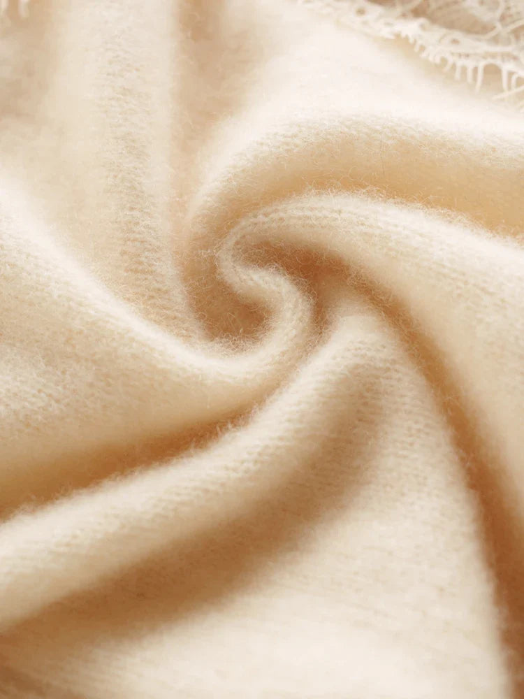 Cardigan in Cashmere con Pizzo Charlotte