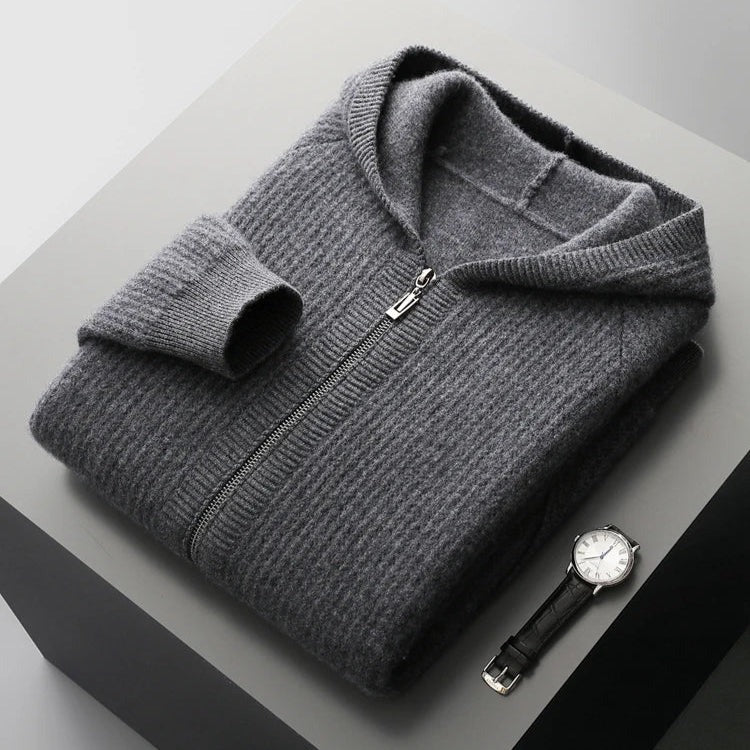 Felpa con cappuccio zip in cashmere
