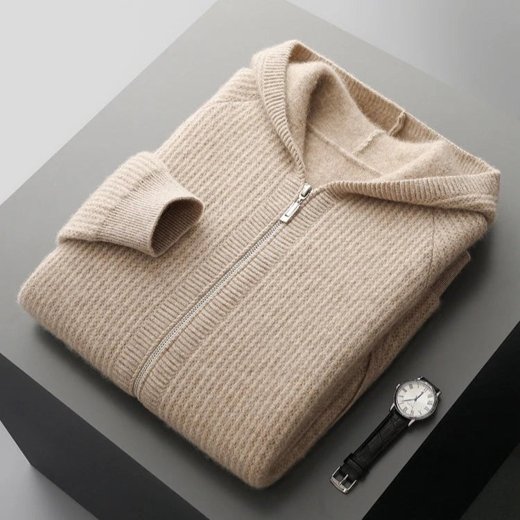Felpa con cappuccio zip in cashmere