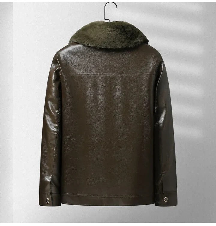 Giacca in pelle imbottita spessa