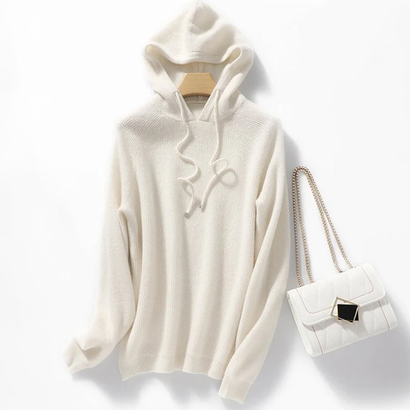 Felpa con Cappuccio a Coste Relaxed Serene Knit