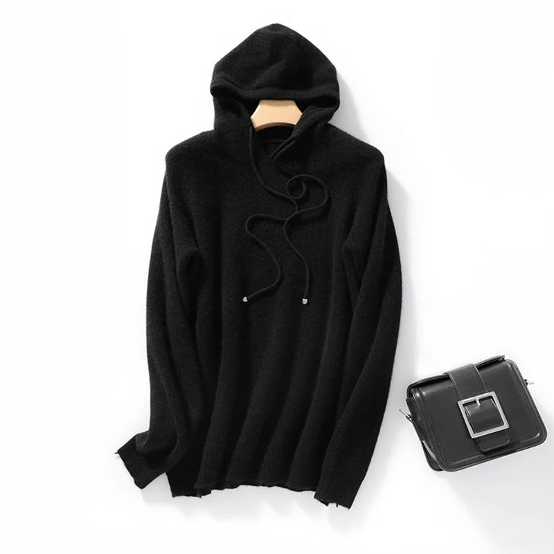 Felpa con Cappuccio a Coste Relaxed Serene Knit