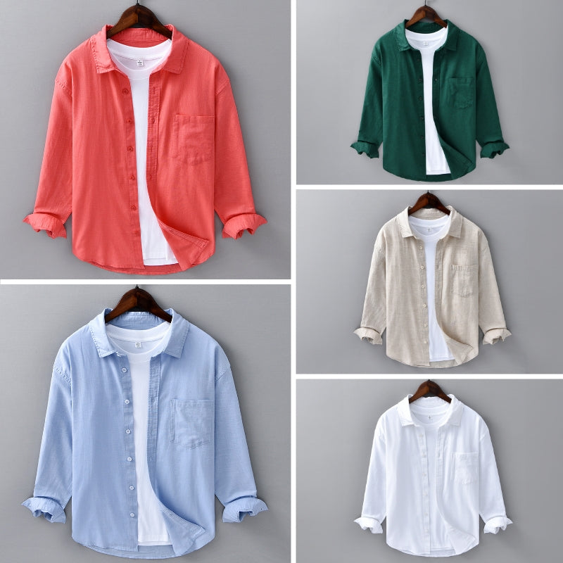 Camicia in Lino Azzurro Theodore Willow