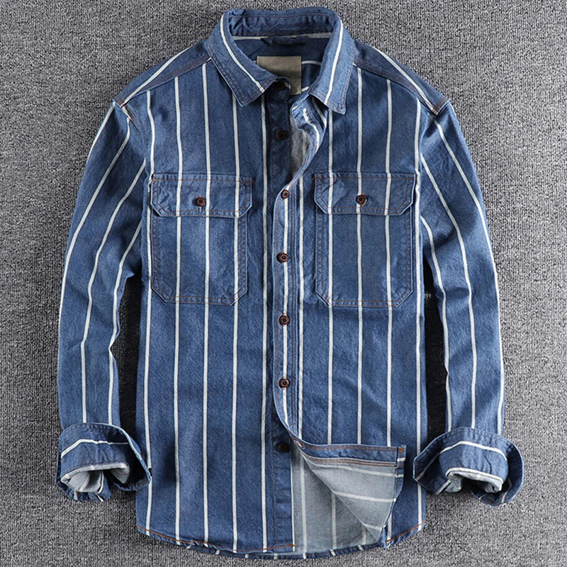 Camicia in Denim Striata Theodore Willow