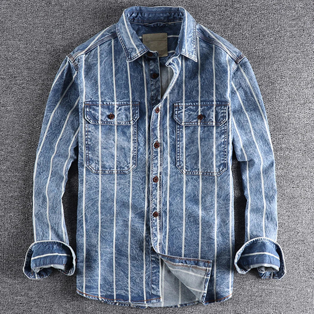 Camicia in Denim Striata Theodore Willow
