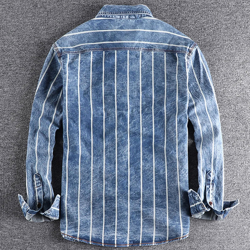 Camicia in Denim Striata Theodore Willow