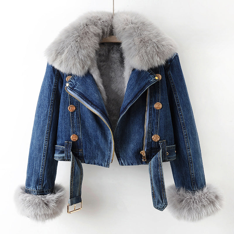 Cappotto di Denim Lussuoso Valentina Rossi
