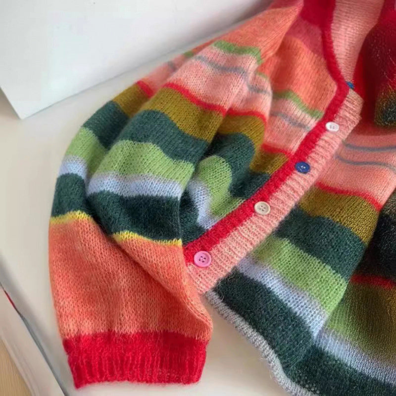 Cardigan lavorato a maglia arcobaleno Valentina Rossi