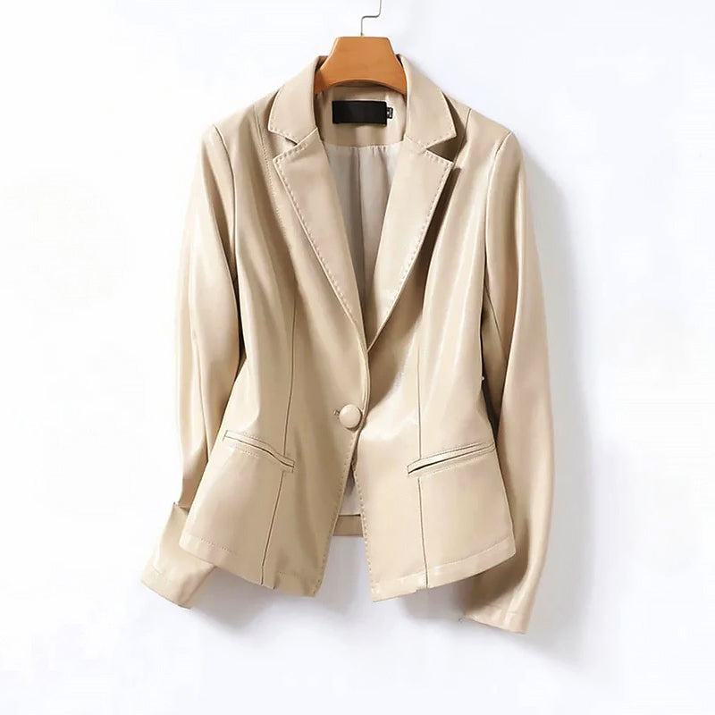 Blazer Jacket da Donna in Vera Pelle con Un Pulsante