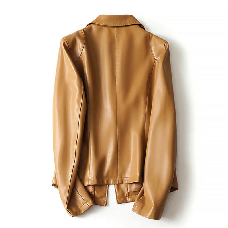 Blazer Jacket da Donna in Vera Pelle con Un Pulsante