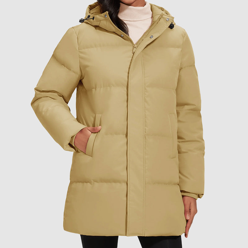 Giacca Puffer Lunga da Donna con Imbottitura in Piuma