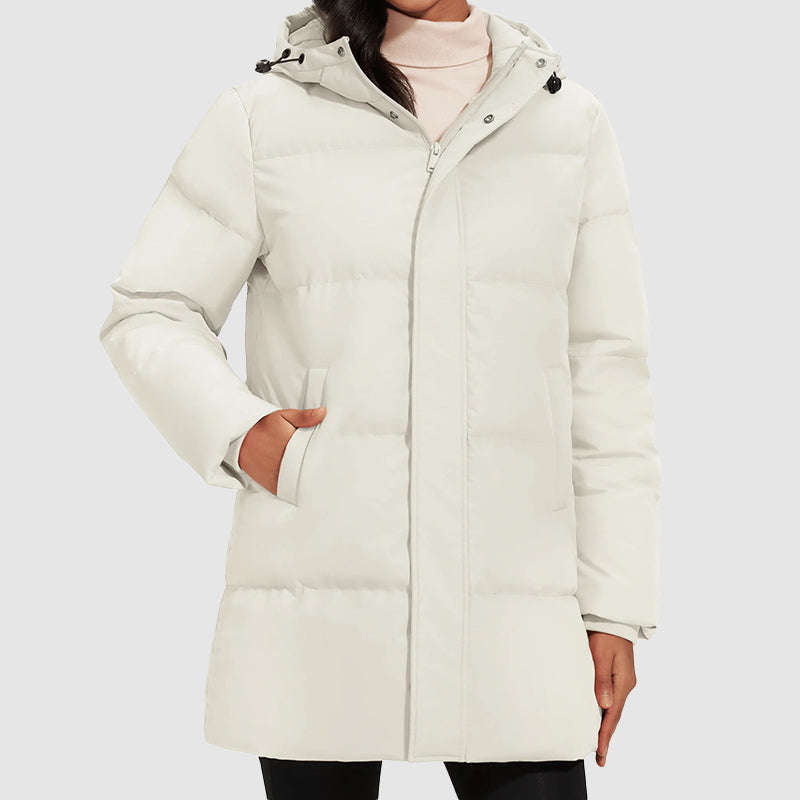 Giacca Puffer Lunga da Donna con Imbottitura in Piuma