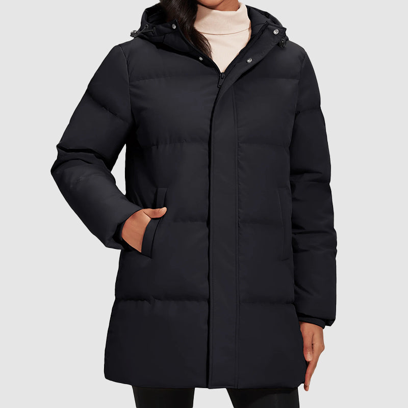 Giacca Puffer Lunga da Donna con Imbottitura in Piuma