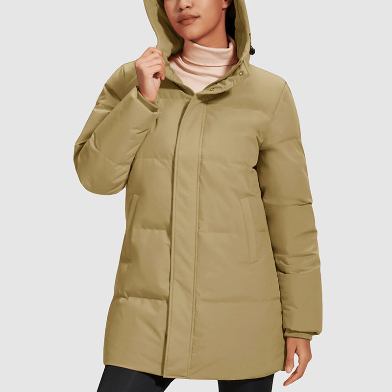Giacca Puffer Lunga da Donna con Imbottitura in Piuma