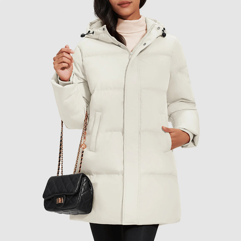 Giacca Puffer Lunga da Donna con Imbottitura in Piuma