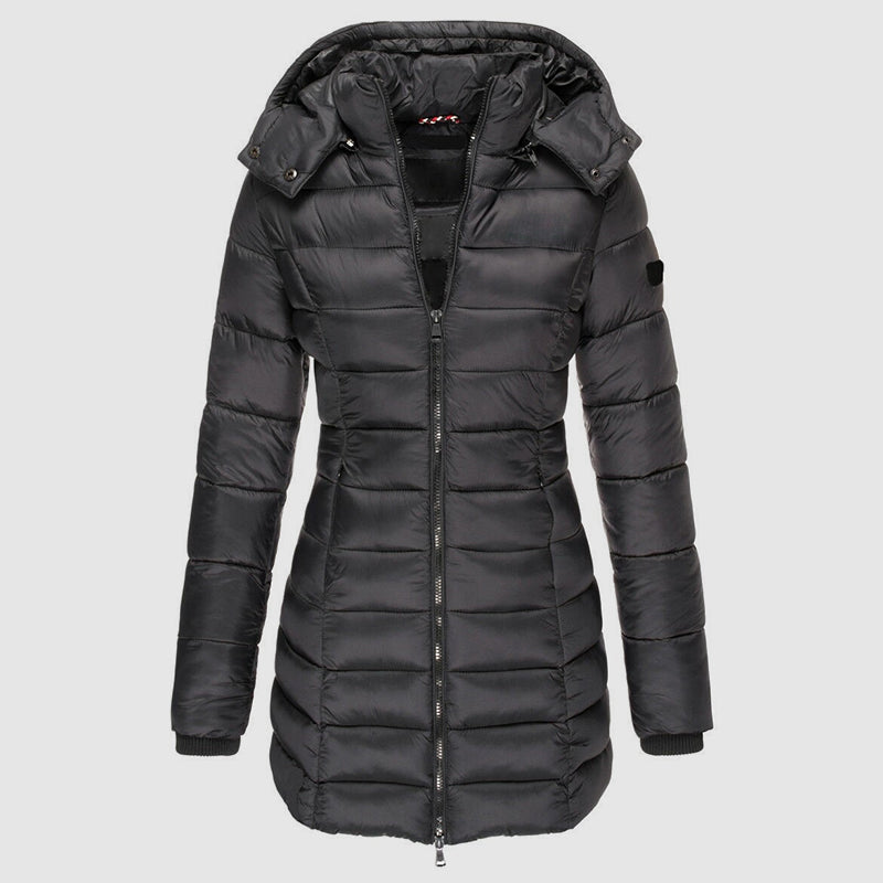 Giacca Puffer Lunga Slim-Fit da Donna con Cappuccio