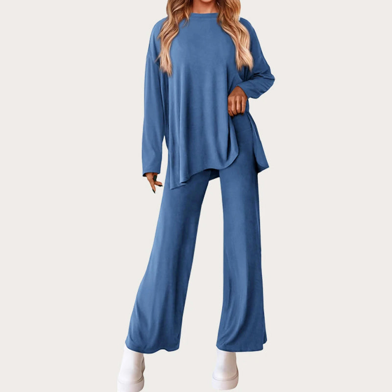 Set da donna per il tempo libero con top a maniche lunghe e pantaloni