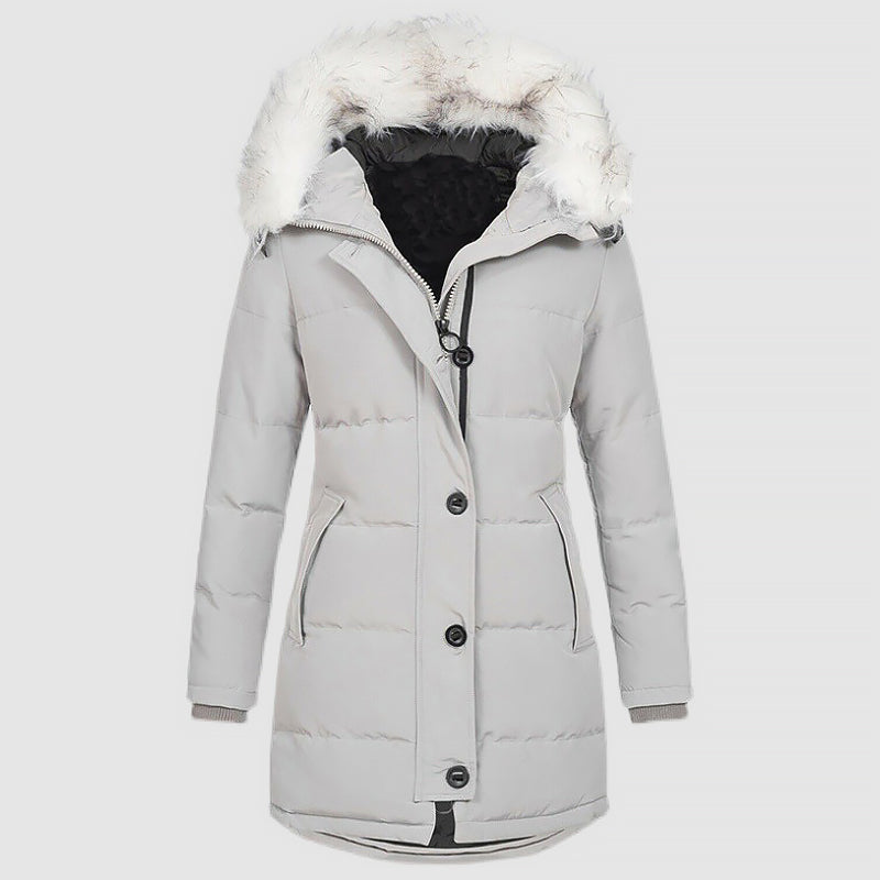 Parka Invernale Slim-Fit da Donna con Cappuccio in Pelliccia Sintetica