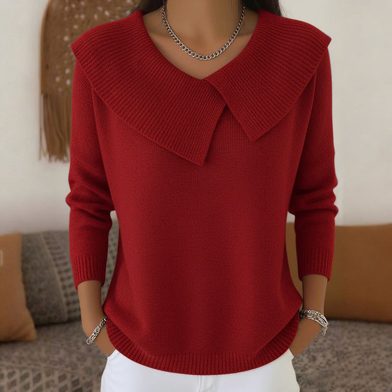 Maglione a V con Collo Ampio per Donna